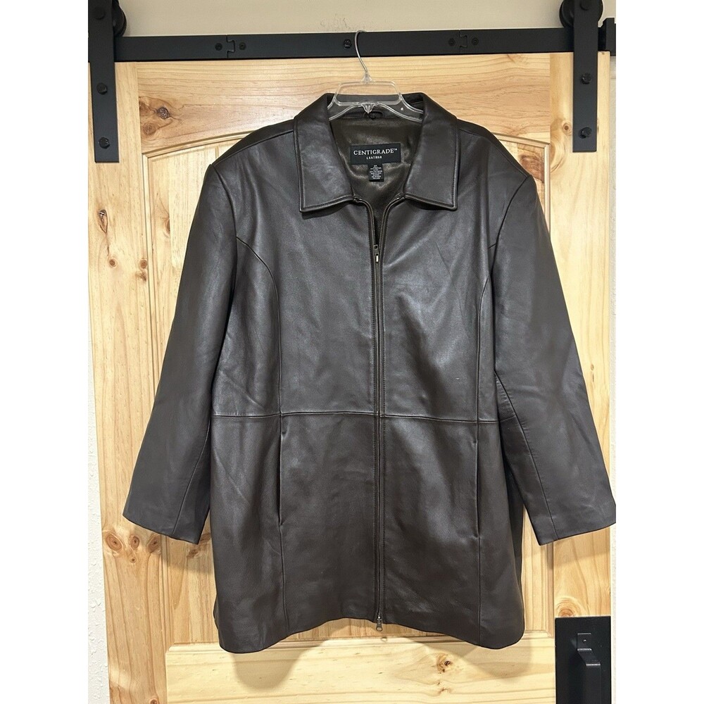 Centigrade Men’s Brown Leather Jacket Size 2XL Soft Leather Zipper Pockets